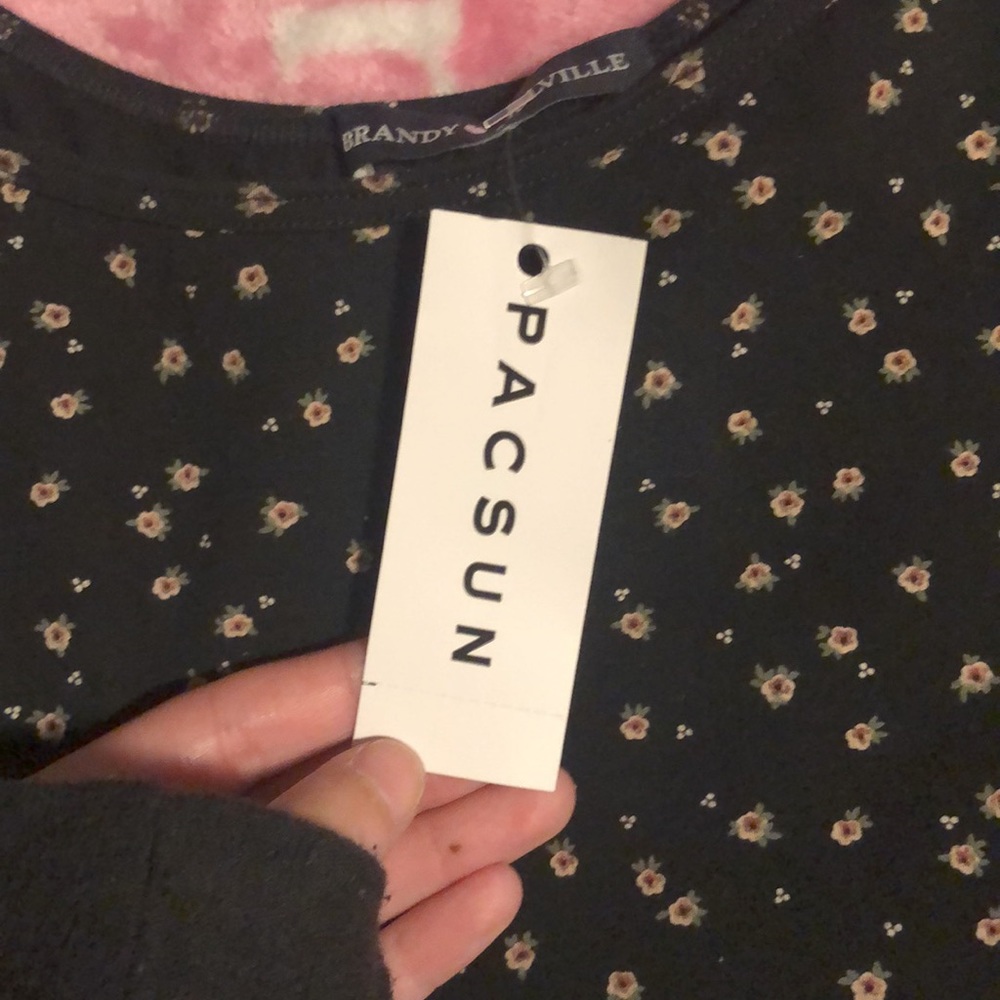 Brand New Brandy Melville Black Dress With Flowers - Picture 6 of 8